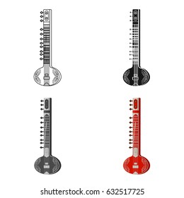Sitar icon in cartoon style isolated on white background. India symbol stock vector illustration.