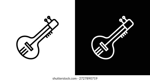Sitar icon. Isolated object on a black and white background.