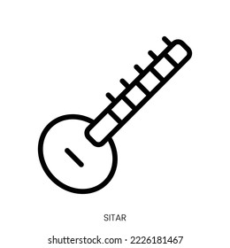 sitar icon. Line Art Style Design Isolated On White Background