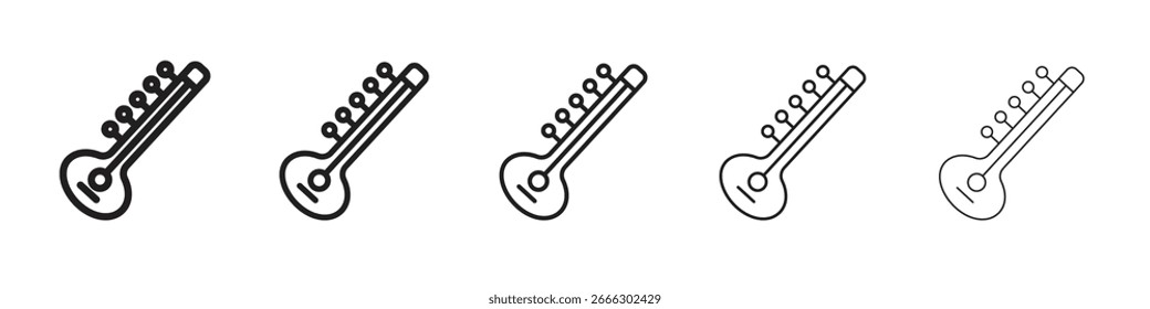 Sitar icon line art vector collection on white background
