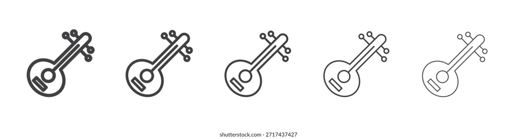 Sitar-Symbol in linearen Strichen Konzept