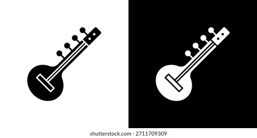 Sitar-Symbol Sammlung festlegen. Vektorgrafik.