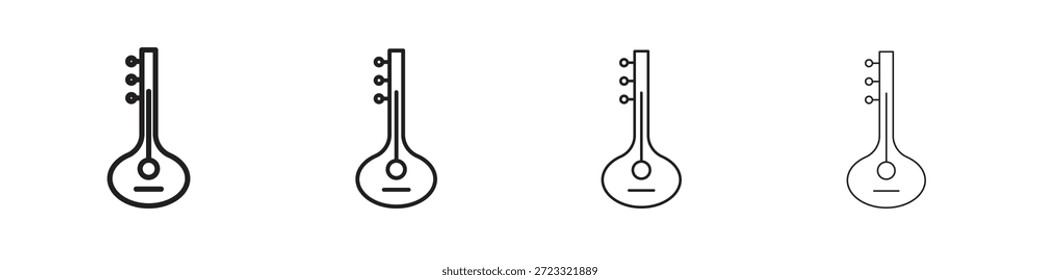 Sitar icon set, Illustration, Black