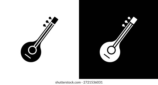 Sitar Symbol Silhouette Vektor flache Illustration Design Pack.
