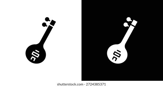 Sitar Symbol einfache flache grafische Illustrationen. Schwarz-weiße Silhouette Vektor