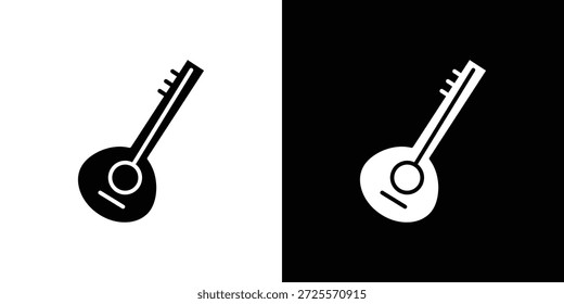Icono de Sitar en estilo lineal delgado de trazo de moda.
