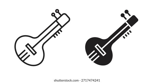 Ícones de guitarra. Pixel perfeito. Ícone de contorno de vetor. Conceito de logotipo plano.