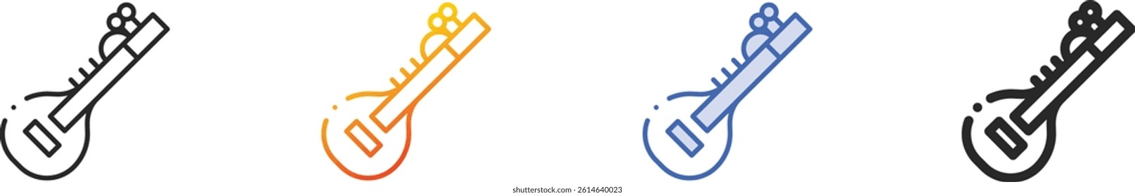 sitar icon.Thin Linear, Gradient, Blue Stroke and bold Style Design Isolated On White Background