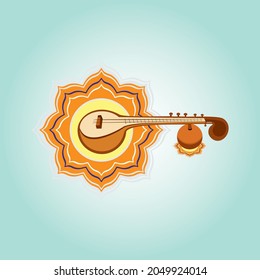 Sitar Indian Musical Instrument vector illustration.