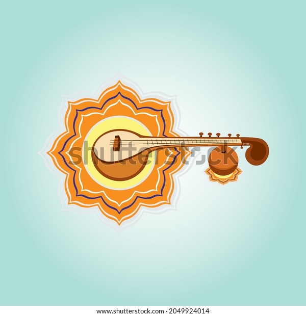 Sitar Indian Musical Instrument Vector Illustration Stock Vector ...