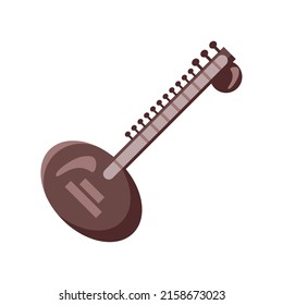 sitar music instrument icon isolated