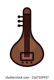 Sitar Music Instrument Icon Isolated