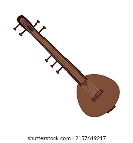 sitar musical instrument icon isolated