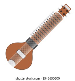 Sitar musical instruments icon. Flat design vector illustration.
