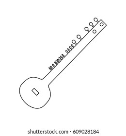 Sitar In Simple Line Style Isolated On White Background. Created For Mobile, Web, Decor, Print Products, Application
