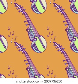 sitar veena sketch vector illustration isolated design element isolated