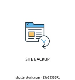 Site backup concept 2 colored line icon. Simple yellow and blue element illustration. Site backup concept outline symbol design