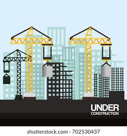 site with cranes and skyscraper under construction