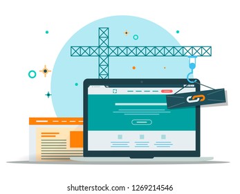 Site creation, active link building modern flat design illustration isolated