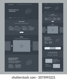 Site dark mode design template. Landing page website.