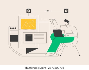 Site design abstract concept vector illustration. Web design studio, site development company, business landing page, about us, corporate homepage creation service, interface abstract metaphor.