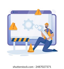 Site desktop under repair vector illustration
