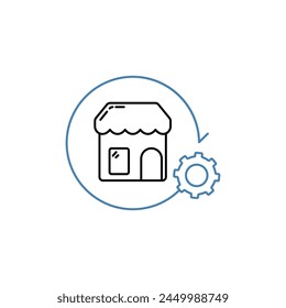 icono de línea de concepto de desarrollo de sitio. Ilustración de elemento simple. diseño de símbolo de esquema de concepto de desarrollo de sitio.