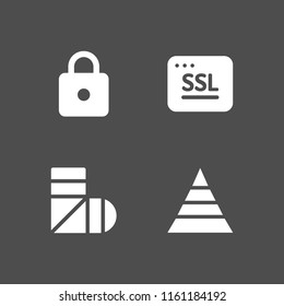 site icon. 4 site set with pyramid, https, ssl and plaster vector icons for web and mobile app
