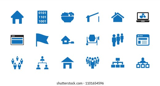 Site icon. collection of 18 site filled icons such as house building, structure, browser, barrier, food, home, binary code, group. editable site icons for web and mobile.