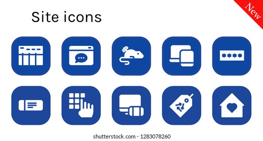  site icon set. 10 filled site icons. Simple modern icons about  - Data table, Browser, Mouse, Responsive, Password, Ticket, Tag, Home