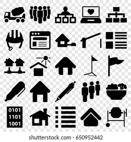 Site icons set. set of 25 site filled icons such as house building, helmet, structure, pen, concrete mixer, house under sun, laptop with heart, browser, menu, home, barrier