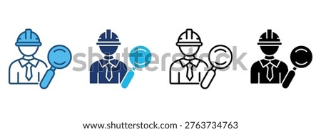 Site Inspection Icon Set With Multiple Styles. Vector Illustration