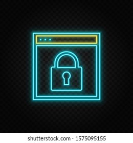 site, key, look neon vector icon. Blue and yellow neon vector icon