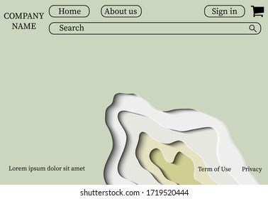 Site layout for PC. The background is made in the style of paper cut. 