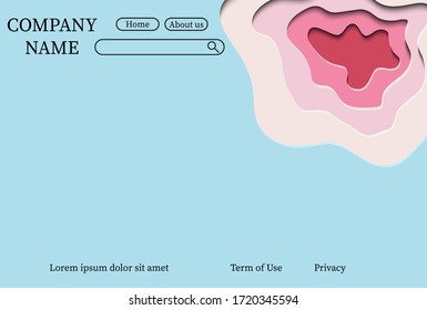 Diseño del sitio para PC. El fondo está hecho en el estilo de corte de papel. 