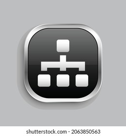 site map icon design. Glossy Button style rounded rectangle isolated on gray background.. Vector illustration