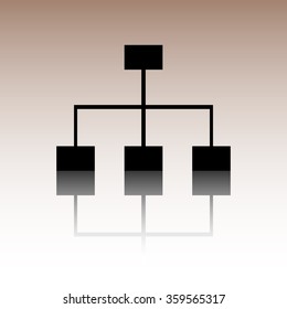 Site map icon for your projects. Black vector illustration with reflection. 