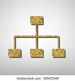 Site map illustration. Golden icon
