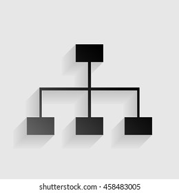 Site map sign. Black paper with shadow on gray background.
