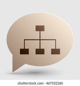 Site map sign. Brown gradient icon on bubble with shadow.