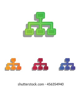 Site map sign. Colorfull applique icons set.