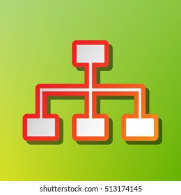 Site map sign. Contrast icon with reddish stroke on green backgound.