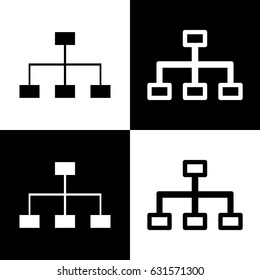 Site map sign. Vector. Black and white icons and line icon on chess board.