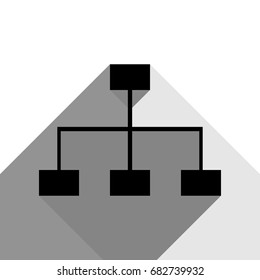 Site map sign. Vector. Black icon with two flat gray shadows on white background.
