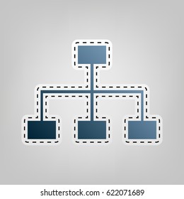 Site map sign. Vector. Blue icon with outline for cutting out at gray background.