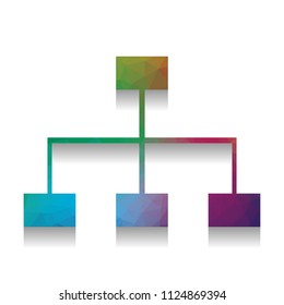 Site map sign. Vector. Colorful icon with bright texture of mosaic with soft shadow on white background. Isolated.