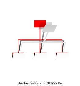 Site map sign. Vector. Detachable paper icon with red body stock. Isolated.