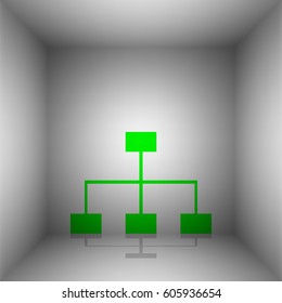 Site map sign. Vector. Green icon with shadow in the room.