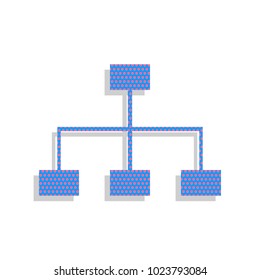 Site map sign. Vector. Neon blue icon with cyclamen polka dots pattern with light gray shadow on white background. Isolated.