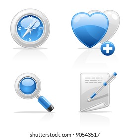 Site navigation vector icons on white background